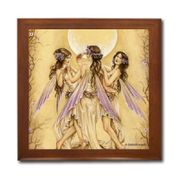 Dance of the Graces Ceramic Tile Box by Artist Selina Fenech Dark wood jewely box measures 5 1/8" x 5 1/8" x 2 3/4" and is fully lined on the inside