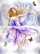 Dancing Angel by Gretchen Raisch-Baskin  8"x10" Ceramic Art Tile with recessed hangers for tabletop or wall hanging purposes