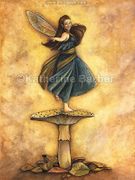 Dancing Leaf by Katherine Barber   8"x10" Ceramic Art Tile with recessed hangers for tabletop or wall hanging purposes