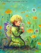 Dandelion Elf by Judy Mastrangelo   8"x10" Ceramic Art Tile with recessed hangers for tabletop or wall hanging purposes