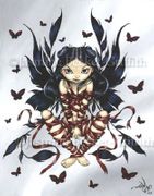 Dark Ribbon Fairy by Jasmine Becket Griffith   8"x10" Ceramic Art Tile with recessed hangers for tabletop or wall hanging purposes
