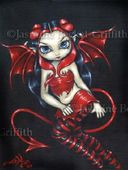 Devilish Fairy by Jasmine Becket Griffith 8"x10" Ceramic Art Tile with recessed hangers for tabletop or wall hanging purposes Devilish Fairy by Jasmine Becket Griffith 8"x10" Ceramic Art Tile with recessed hangers for tabletop or wall hanging purposes