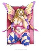 Devious Faerie by Katherine Barber 8"x10" Ceramic Art Tile with recessed hangers for tabletop or wall hanging purposes Devious Faerie by Katherine Barber 8"x10" Ceramic Art Tile with recessed hangers for tabletop or wall hanging purposes