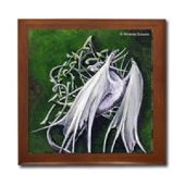 Dragon Knot Ceramic Tile Box by Artist Abranda Scisson Dark wood jewely box measures 5 1/8" x 5 1/8" x 2 3/4" and is fully lined on the inside Dragon Knot Ceramic Tile Box by Artist Abranda Scisson Dark wood jewely box measures 5 1/8" x 5 1/8" x 2 3/4" and is fully lined on the inside