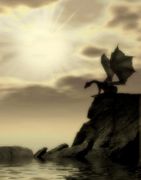 Dragon Realm by Julie Fain  8"x10" Ceramic Art Tile with recessed hangers for tabletop or wall hanging purposes