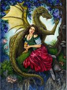 Dragon's Wine by Jane Starr Weils   8"x10" Ceramic Art Tile with recessed hangers for tabletop or wall hanging purposes