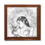 Dragonsoul Ceramic Tile Box by Artist Selina Fenech Dark wood jewely box measures 5 1/8" x 5 1/8" x 2 3/4" and is fully lined on the inside
