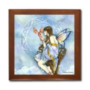 Dragonspet Ceramic Tile Box by Artist Selina Fenech Dark wood jewely box measures 5 1/8" x 5 1/8" x 2 3/4" and is fully lined on the inside