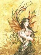 Dryad by Meredith Dillman   8"x10" Ceramic Art Tile with recessed hangers for tabletop or wall hanging purposes