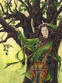 Dryad Sister by Jane Starr Weils 8"x10" Ceramic Art Tile with recessed hangers for tabletop or wall hanging purposes Dryad Sister by Jane Starr Weils 8"x10" Ceramic Art Tile with recessed hangers for tabletop or wall hanging purposes