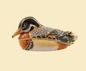 Duck Jeweled Box Enameled pewter box bejeweled with Austrian crystals