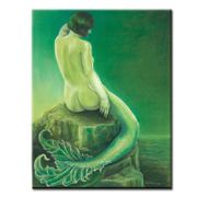 Emerald Mermaid by Carol Philips   8"x10" Ceramic Art Tile with recessed hangers for tabletop or wall hanging purposes