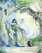 Faery Glen by Meredith Dillman   8"x10" Ceramic Art Tile with recessed hangers for tabletop or wall hanging purposes