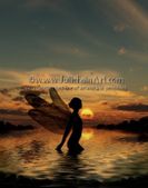 Fairy at Sunset by Julie Fain 8"x10" Ceramic Art Tile with recessed hangers for tabletop or wall hanging purposes Fairy at Sunset by Julie Fain 8"x10" Ceramic Art Tile with recessed hangers for tabletop or wall hanging purposes