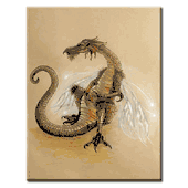 Fairy Dragon by Carol Philips 8"x10" Ceramic Art Tile with recessed hangers for tabletop or wall hanging purposes Fairy Dragon by Carol Philips 8"x10" Ceramic Art Tile with recessed hangers for tabletop or wall hanging purposes