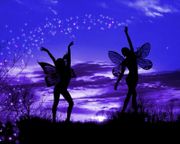 Fairy Dusters by Julie Fain   8"x10" Ceramic Art Tile with recessed hangers for tabletop or wall hanging purposes