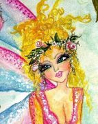 Fairy Eyes by Sherri Baldy   8"x10" Ceramic Art Tile with recessed hangers for tabletop or wall hanging purposes