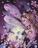 Fairy Garden by Jennifer Galasso 8"x10" Ceramic Art Tile with recessed hangers for tabletop or wall hanging purposes Fairy Garden by Jennifer Galasso 8"x10" Ceramic Art Tile with recessed hangers for tabletop or wall hanging purposes