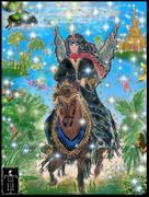 Fairy Magic Oasis by Cindy Thorrington Haggerty   8"x10" Ceramic Art Tile with recessed hangers for tabletop or wall hanging purposes