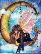 Fairy Moon Drops by Sherri Baldy   8"x10" Ceramic Art Tile with recessed hangers for tabletop or wall hanging purposes