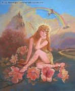 Fairy of Fantasy by Judy Mastrangelo   8"x10" Ceramic Art Tile with recessed hangers for tabletop or wall hanging purposes