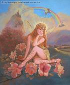 Fairy of Fantasy by Judy Mastrangelo 8"x10" Ceramic Art Tile with recessed hangers for tabletop or wall hanging purposes Fairy of Fantasy by Judy Mastrangelo 8"x10" Ceramic Art Tile with recessed hangers for tabletop or wall hanging purposes