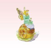 Fairy On Snail Jeweled Box Enameled Pewter Box Bejeweled w/ Austrian Crystals