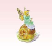 Fairy On Snail Jeweled Box Enameled Pewter Box Bejeweled w/ Austrian Crystals