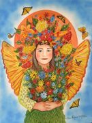 Fairy Princess of Flower by Sue Miller   8"x10" Ceramic Art Tile with recessed hangers for tabletop or wall hanging purposes