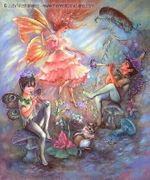 Fairy Revels by Judy Mastrangelo   8"x10" Ceramic Art Tile with recessed hangers for tabletop or wall hanging purposes