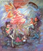 Fairy Revels by Judy Mastrangelo 8"x10" Ceramic Art Tile with recessed hangers for tabletop or wall hanging purposes Fairy Revels by Judy Mastrangelo 8"x10" Ceramic Art Tile with recessed hangers for tabletop or wall hanging purposes