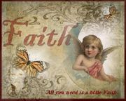 Faith by Sherri Baldy   8"x10" Ceramic Art Tile with recessed hangers for tabletop or wall hanging purposes