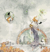 Fantastical Visions by Stephanie Law 8"x10" Ceramic Art Tile with recessed hangers for tabletop or wall hanging purposes Fantastical Visions by Stephanie Law 8"x10" Ceramic Art Tile with recessed hangers for tabletop or wall hanging purposes