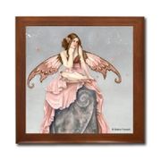 FarfarAway Ceramic Tile Box by Artist Selina Fenech Dark wood jewely box measures 5 1/8" x 5 1/8" x 2 3/4" and is fully lined on the inside