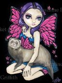 Ferret With Butterfly Wings by Jasmine Becket Griffith 8"x10" Ceramic Art Tile with recessed hangers for tabletop or wall hanging purposes Ferret With Butterfly Wings by Jasmine Becket Griffith 8"x10" Ceramic Art Tile with recessed hangers for tabletop or wall hanging purposes
