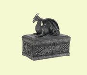 Figurine Celtic Dragon Box Hand Painted Resin