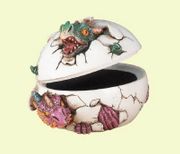 Figurine Dragon Hatching Trinket Box Hand Painted Resin Set of 6