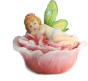 Figurine Misty Hibiscus Trinket Box Hand Painted Resin Designed by Kathleen Francour