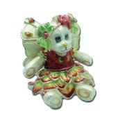 Flower Bear Pansy Jeweled Box Designed by Jody Bergsma Enameled pewter box bejeweled with Austrian crystals