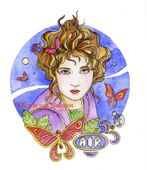 Four Elements - Air by Maria Van Bruggen 8"x10" Ceramic Art Tile with recessed hangers for tabletop or wall hanging purposes Four Elements - Air by Maria Van Bruggen 8"x10" Ceramic Art Tile with recessed hangers for tabletop or wall hanging purposes