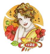 Four Elements - Fire by Maria Van Bruggen  8"x10" Ceramic Art Tile with recessed hangers for tabletop or wall hanging purposes