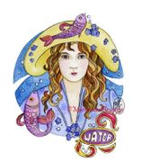 Four Elements - Water by Maria Van Bruggen  8"x10" Ceramic Art Tile with recessed hangers for tabletop or wall hanging purposes