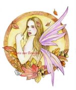 Four Seasons - Autumn by Maria Van Bruggen  8"x10" Ceramic Art Tile with recessed hangers for tabletop or wall hanging purposes