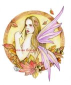 Four Seasons - Autumn by Maria Van Bruggen 8"x10" Ceramic Art Tile with recessed hangers for tabletop or wall hanging purposes Four Seasons - Autumn by Maria Van Bruggen 8"x10" Ceramic Art Tile with recessed hangers for tabletop or wall hanging purposes