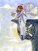 Friendship by Sara M. Butcher  8"x10" Ceramic Art Tile with recessed hangers for tabletop or wall hanging purposes