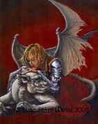 Gargoyle Guardian by Jane Starr Weils   8"x10" Ceramic Art Tile with recessed hangers for tabletop or wall hanging purposes