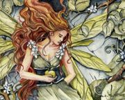 Golden Apple by Abranda Icle Sisson   8"x10" Ceramic Art Tile with recessed hangers for tabletop or wall hanging purposes