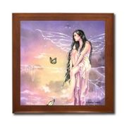 Gossamer Princess Ceramic Tile Box by Artist Selina Fenech Dark wood jewely box measures 5 1/8" x 5 1/8" x 2 3/4" and is fully lined on the inside