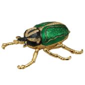 Green Bug Jewelry Box Enameled Pewter Bejeweled with Austrian Crystals  All items copywrited