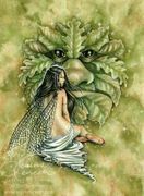 Greenman's Bride by Selina Fenech  8"x10" Ceramic Art Tile with recessed hangers for tabletop or wall hanging purposes